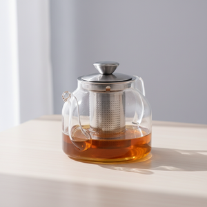 Théière en verre borosilicate de haute qualité 3306319-1.0, durable, résistante à la chaleur, style nordique, gain de place, 1000 ml, acier inoxydable - Product Image 4