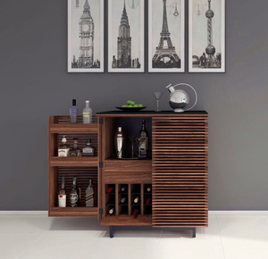 Armoire de bar en bois à cadre métallique de style industriel avec plusieurs tiroirs, disponible au prix de gros. - Product Image 3