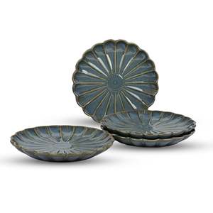 Assiettes en céramique marron en forme de fleur, lot de 4, 10,5 pouces, design bohème, personnalisables pour la maison et les fêtes, nouvelle collection pour hôtels - Product Image 3