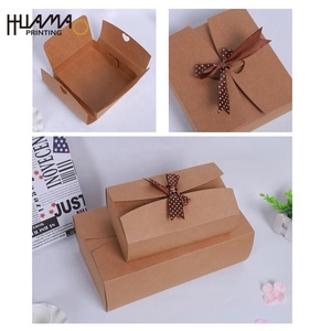 Boîtes cadeaux en papier kraft brun HUAMAO avec nœud en satin, emballage pliable écologique pour mariage, fête prénuptiale, cadeaux d'anniversaire - Product Image 2
