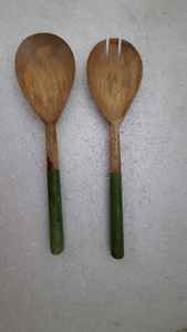 Juego de cucharas de madera para comer Utensilios de madera para cocina Cucharas de madera de teca natural de la India - Product Image 3