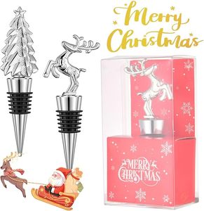 Bouchons de bouteille de vin de Noël antiques coffret cadeau bouchons réutilisables faveur de Noël emballés individuellement scellants de vacances de Noël - Product Image 2