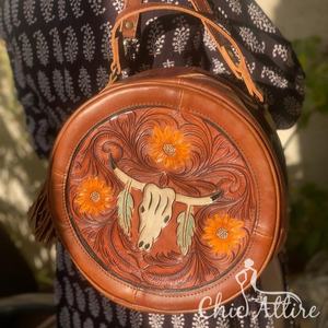 Real Leather Hand Tooling Carving Handmade Handbag <b>Sling</b> Bag Stylish Crossbody Shoulder Bags for Women Crossbody <b>Sling</b> Bag - Product Image 1