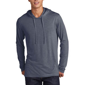 Unisex Cotton Long Sleeve Hooded T-Shirt Heather Grey <b>Blue</b> Cotton <b>Hoodie</b> - Product Image 1
