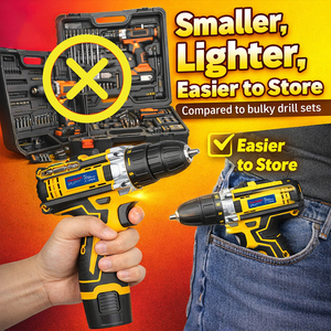 Kit d'outils de perçage sans fil rechargeable |   LED intégré + Batterie 12V et chargeur + 6 bits |   Variateur de vitesse électrique - Product Image 4