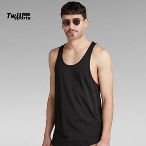 OEM Custom Logo High Quality <b>Men's</b> Workout Tank Tops Fashion <b>White</b> Black Cotton/Bamboo Fiber Breathable Quick Dry O-Neck - Product Image 3