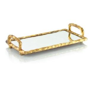 Bandeja de Metal Hecha a Mano de Lujo, Estilo Antiguo, con Detalles Intrincados, Acabado Pulido, Duradera, para Decoración del Hogar o Bodas - Product Image 1