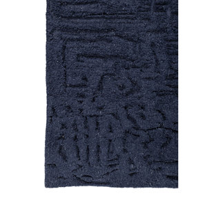 Tapis Aprezo Akar-1019 bleu marine foncé noué à la main en acrylique doux, tissage plat classique 9x12, nettoyage facile, décorations pour salon et maison - Product Image 4