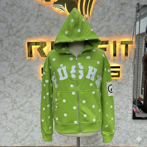 Sudadera con Capucha y Cremallera Personalizada con Logotipo, Material de Primera Calidad, Chaqueta con Cremallera y Pedrería, Lavado Ácido, Estilo Vintage, Sudadera de Forro Polar para Hombre, Ropa Urbana - Product Image 1