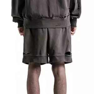 2025 pantalones cortos atléticos transpirables con lavado ácido Unisex personalizados 100% algodón de alta calidad Casual 5 pulgadas en costura sólida para hombres antiarrugas - Product Image 2