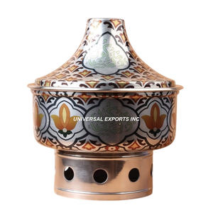 Olla Caliente Redonda de Nácar y Madera de Nogal, Vajilla de Lujo, Nuevo Calentador de Comida Metálico de Alta Gama - Product Image 6