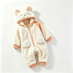 Combinaison bébé à capuche en polaire personnalisée, costume de chaton pour nouveau-né, combinaison en peluche douce pour bébé, combinaison de neige pour bébé - Product Image 4