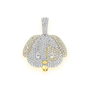 Gold Plated 4 CTS and 18 Grams DEF Color VVS1 Iced Out Dog Face Moissanite Diamond Pendant for Birthday Gift at Best Price