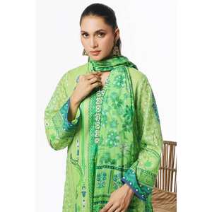 Ensemble de costume en tissu imprimé non cousu vert pour femmes, 3 pièces - Product Image 4