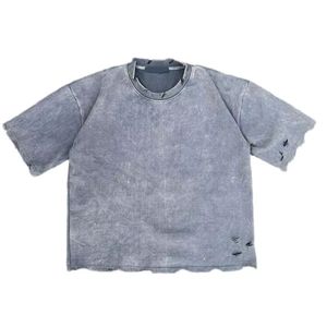 Logo personnalisé de haute qualité T-shirts lavés à l'acide T-shirt vieilli à manches courtes 100% coton pour hommes - Product Image 1