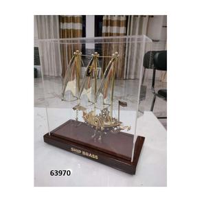 Venta al por mayor de latón macizo de bronce y barco de madera maciza natural Showpiece decorativo para la decoración de la Mesa del hogar y la Oficina - Product Image 6