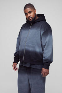 Chándal de Diseño Más Reciente de 2025, 2 Colores, 100% Algodón, Peso Pesado, Pantalón Deportivo Holgado y Sudadera con Cremallera para Hombre - Product Image 2