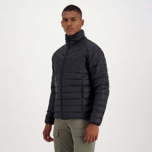 Veste d'hiver chaude pour homme en gros, taille XL, tissu respirant, couleur noire unie, col montant, fermeture éclair, veste matelassée - Product Image 1