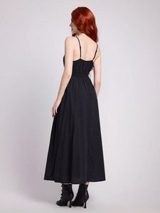 Designs de broderie ukrainienne robes Maxi en lin 100% coton manches longues et ficelle cravate taille glands taille naturelle - Product Image 4