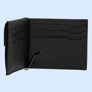 กระเป๋าสตางค์ผู้ชายทรงบางแบบพับสองตอน สไตล์วินเทจ พร้อมโลโก้สั่งทำ หนัง PU แท้ พร้อมคลิปหนีบเงิน กระเป๋าสตางค์หนังแท้แบบพับสองตอนพร้อมคลิปหนีบเงิน - Product Image 6