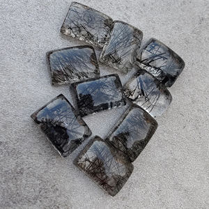 อัญมณีทรงสี่เหลี่ยมมุมฉากสีดำธรรมชาติอัญมณีทรงหลวมมีคุณภาพ - Product Image 5