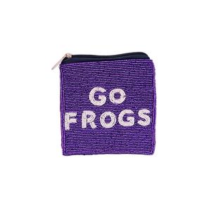 Monedero pequeño personalizado Vintage para mujer, púrpura y blanco, con cuentas de Gameday, cierre de cremallera con cuentas a mano, Idea de regalo única - Product Image 1