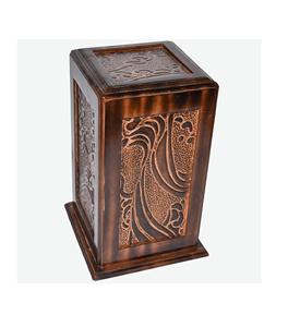 Urnes en bois faites à la main pour cendres humaines Urnes funéraires en bois pour adultes (11x6x6 pouces Design antique) - Product Image 6
