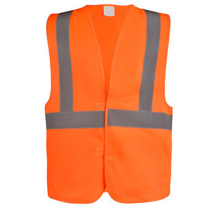 Gilet de sécurité en polyester orange haute visibilité, confortable, avec logo personnalisé, fluorescent, pour travailleurs en extérieur, réfléchissant - Product Image 1
