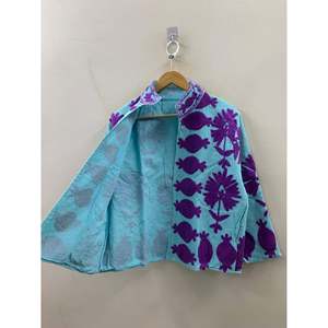 Chaqueta de Algodón Tipo Waffle Bordada a Mano Aqua Suzani Edición Violeta para Primavera - Product Image 3