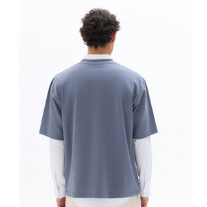 เสื้อยืดคอกลมแขนสั้นผ้าฝ้ายเจอร์ซีย์สีพื้นทรงโอเวอร์ไซส์สำหรับผู้ชาย สวมใส่สบาย ระบายอากาศได้ดี มีโลโก้ ไซส์ใหญ่พิเศษ ทรงปกติ - Product Image 4
