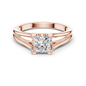 Bague de fiançailles en diamant de laboratoire taille princesse 1,04 CT VVS-VS EF CVD, or 18K, 14K, 10K et argent 925, rose, jaune - Product Image 1