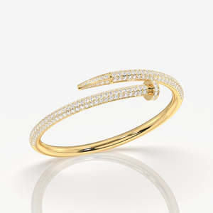 Elegante Brazalete de Oro de 9K con Diamante Cultivado en Laboratorio de Corte Redondo, Brazaletes de Diamantes Sencillos y Elegantes - Product Image 2