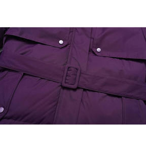 OEM Custom Logo Printed Women's Winter Breathable Turtleneck Puffer <b>Coat</b> Cropped Shiny Woven Weave Zipper Closure Solid Bubble - Product Image 3