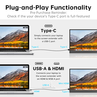 Monitor Portátil para Juegos LED FHD de 15.6 Pulgadas con Altavoces HD HDR, Doble USB-C Plug and Play, Aplicación Móvil, Resolución 1920x1080