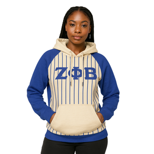 Zeta Phi Beta Neutral Body Blue Raglan Pinstripes Pullover Hoodie Greek Sorority Apparel Custom Divine Nine HBCU Ropa - Product Image 1