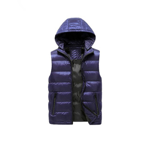 Chaleco acolchado sin mangas de invierno al por mayor nueva chaqueta de moda con cremallera capucha tela de nailon ropa exterior algodón relleno cálido transpirable - Product Image 5