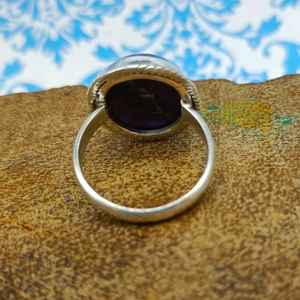 925 Sterling Silver Handmade Fine Jewelry <b>Ring</b> Trendy Design with Purple Copper <b>Turquoise</b> Stone Smooth Oval Shape for Wedding - Product Image 4