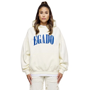 Sudadera con Capucha Oversize Unisex Color Crema, con Logotipo Bordado Personalizado, Sudadera Corta de Invierno con Capucha en la Parte Trasera - Product Image 1