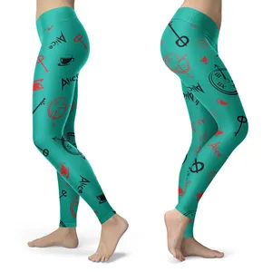Beste Qualität Benutzer definiert Neuer Stoff Chenille Stickerei Digitaldruck Logo Frauen Leggings mit hoher Taille und Taschen für Yoga-Laufen
