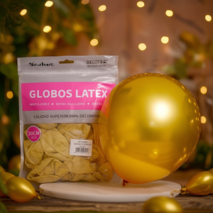 Party Love Latex Balloons 30Cm <b>Gold</b> <b>Chromed</b> R12 Party Decorations - Product Image 3