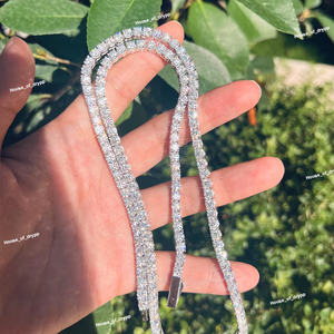 Collar de cadena tipo tenis con corte redondo, plata, moissanita, estilo diamante, cadena hip hop con incrustaciones, joyería llamativa unisex, regalo para él y para ella - Product Image 4