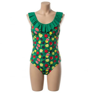 Traje de Baño de Una Pieza de Secado Rápido con Escote con Volantes, Estampado de Frutas, Poliéster, Elastano, Elástico, Transpirable, para Playa, Venta al por Mayor - Product Image 1
