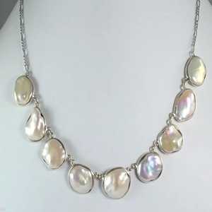 Navya Craft 925 Sterling <b>Silver</b> Freshwater Coin Pearl <b>Choker</b> Necklace Women's Gift for Anniversary Birthday Valentine's Day - Product Image 3