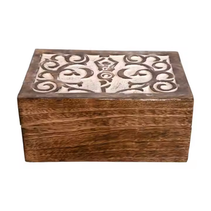 Logotipo y diseño personalizados Joyero de madera tallado a mano Artesanía de madera por artesanía creciente - Product Image 2