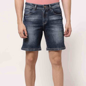 "กางเกงขาสั้นผู้ชายกางเกงขาสั้นสำหรับผู้ชายผ้ายีนส์ฟอกสีความยาวถึงเข่าเข้ารูปลำลองสวมใส่ในฤดูร้อน" - Product Image 1
