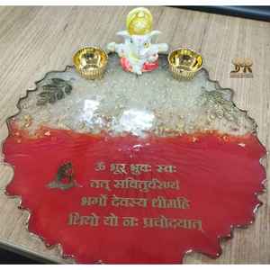 Plato de Oración Artístico Hecho a Mano con Resina Epoxi Ecológica Decorativa, Diseñado para el Festival Diwali, Modelo Espiritual - Product Image 4