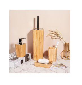 Juego de baño de madera Juego de baño al por mayor hecho de madera Accesorio de baño Artesanías de calidad estándar - Product Image 6