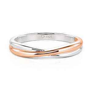 Anillo de Boda Minimalista de Dos Tonos con Circonita para Hombre, Marca Jeulia - Product Image 1