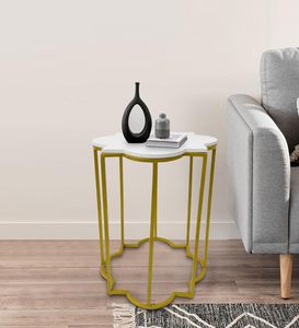 Table basse d'angle personnalisée de style moderne en métal plaqué or avec plateau en marbre pour la maison salon mauvaise chambre - Product Image 5
