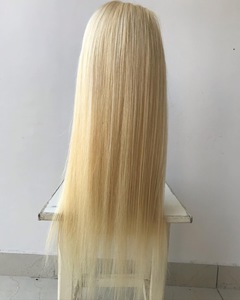 Vente en gros d'extension de cheveux de trame brésilienne vierge non transformée cuticule alignée douce blonde soyeuse 613 perruque de fermeture droite HD - Product Image 3